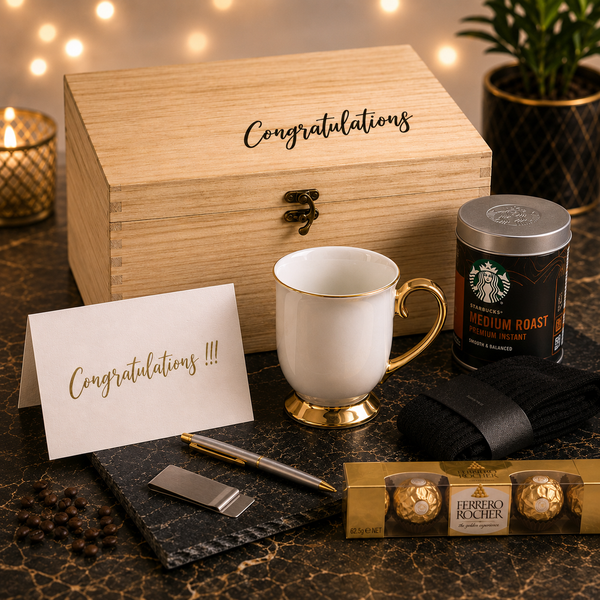 Mens Coffee Theme Timber Gift Box (For One)