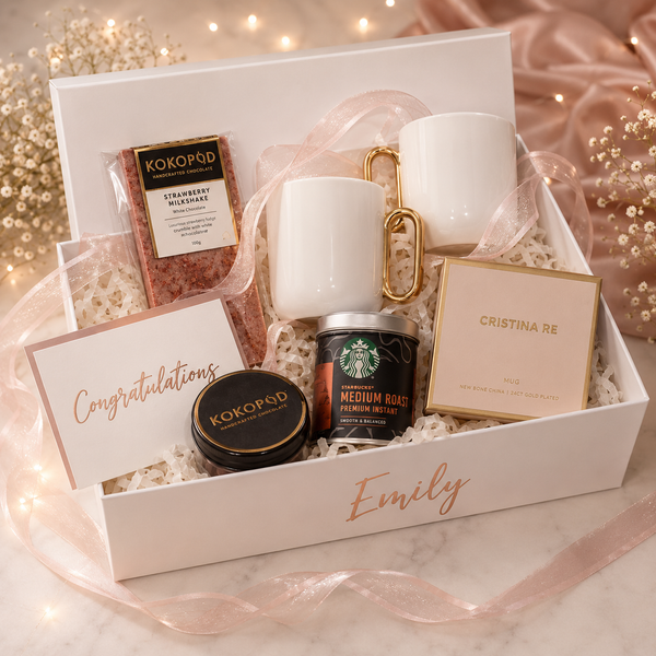 Personalised Designer Coffee Gift Box for Two (White)