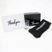 Load image into Gallery viewer, Personalised Black Gift Box Groom, Groomsmen, Bestman, Personlaised card and shot glass