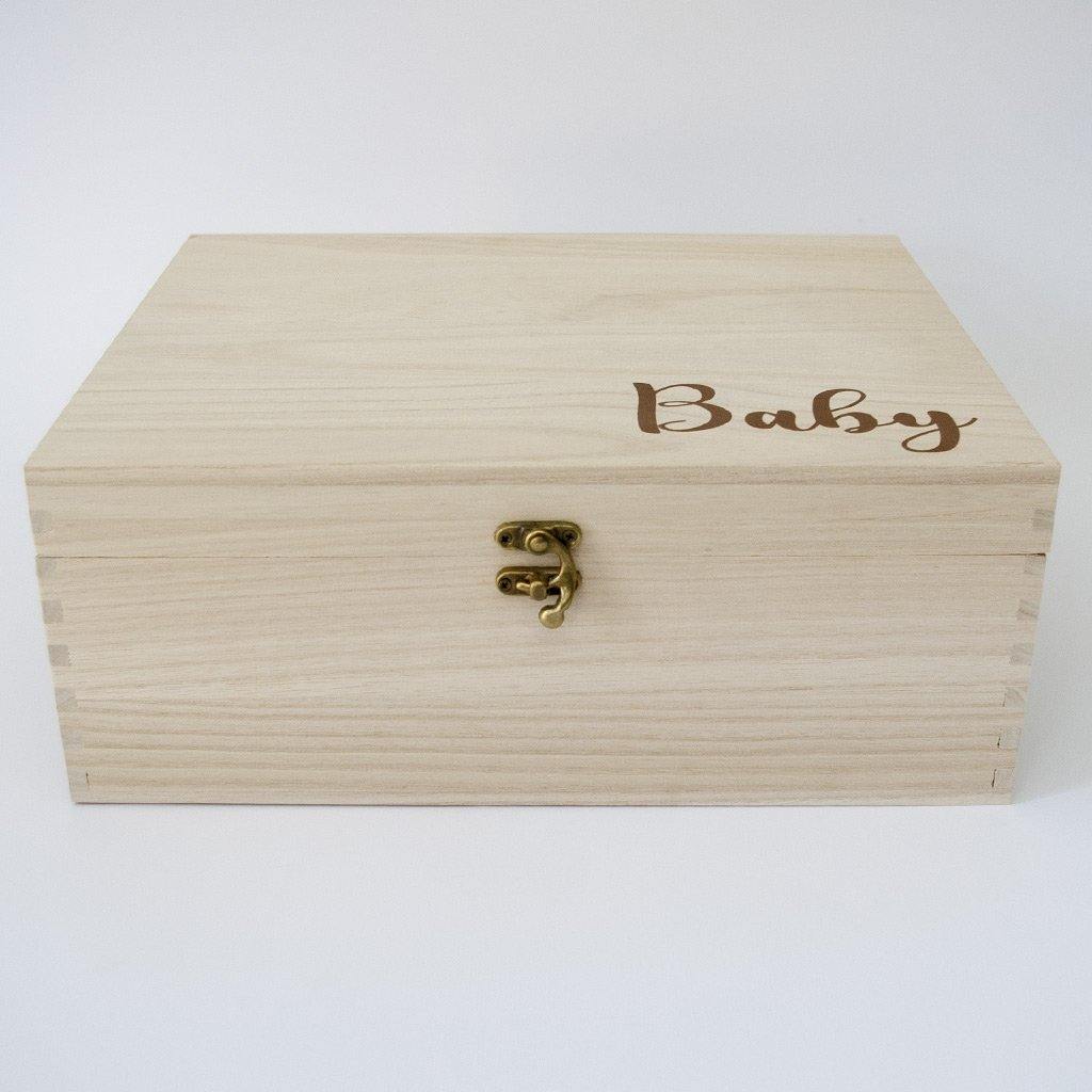 Newborn Baby Timber Keepsake Box - (Empty) - PrettyLittleGiftBox