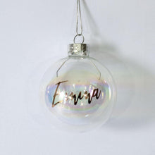 Load image into Gallery viewer, iridescent personalised Christmas Bauble