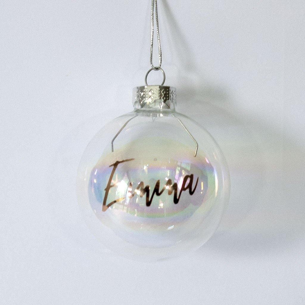 Personalised iridescent Christmas Bauble