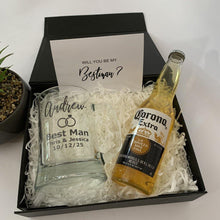 Load image into Gallery viewer, Personalised black gift box with Personalised wedding beer stein, Beer and card