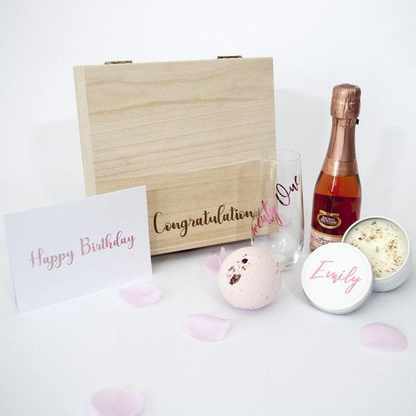 Personalised Birthday Hamper - Timber Gift Box - PrettyLittleGiftBox
