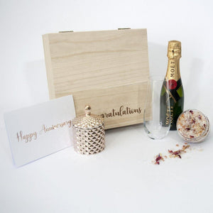 "Happy Anniversary" Congratualtions Gift Box - Timber Keep Sake Box - PrettyLittleGiftBox