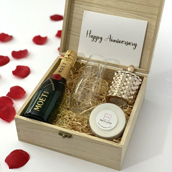 "Happy Anniversary" Congratualtions Gift Box - Timber Keep Sake Box - PrettyLittleGiftBox