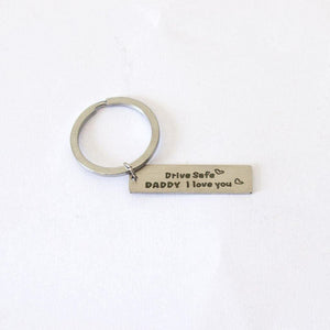 Stainless steel drive safe daddy I love you key ring