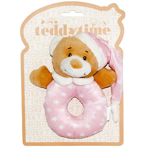 Starbright Teddy Bear Ring Rattle Pink - PrettyLittleGiftBox