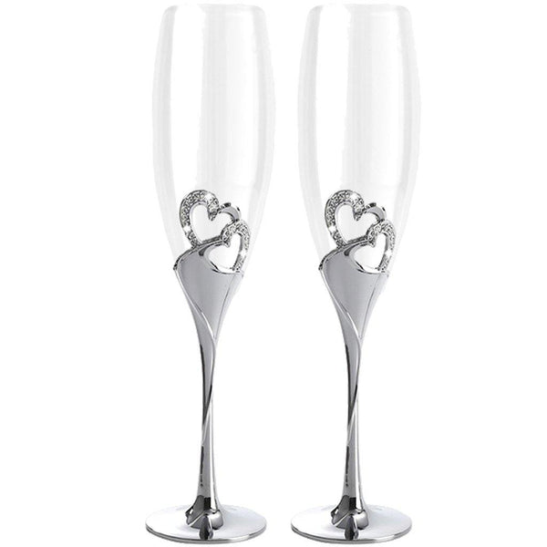 Champagne Flute Set of Two Silver - PrettyLittleGiftBox