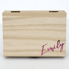Load image into Gallery viewer, hand crafted timber box with foil text