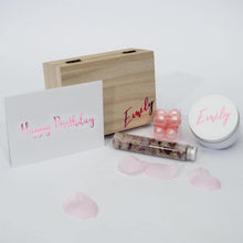 Load image into Gallery viewer, &quot;Bath Pamper Hamper&quot; - Happy Birthday Personalised Timber Gift Box - PrettyLittleGiftBox