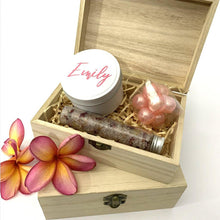 Load image into Gallery viewer, timber box filled with personalised items for mum