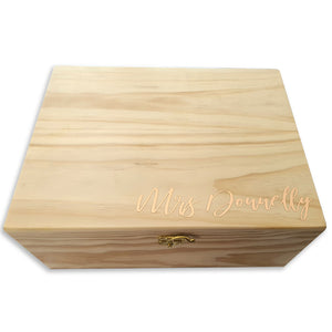 DIY - Large Timber Hand Crafted Hinged Box - 32cm x 27cm x 13cm