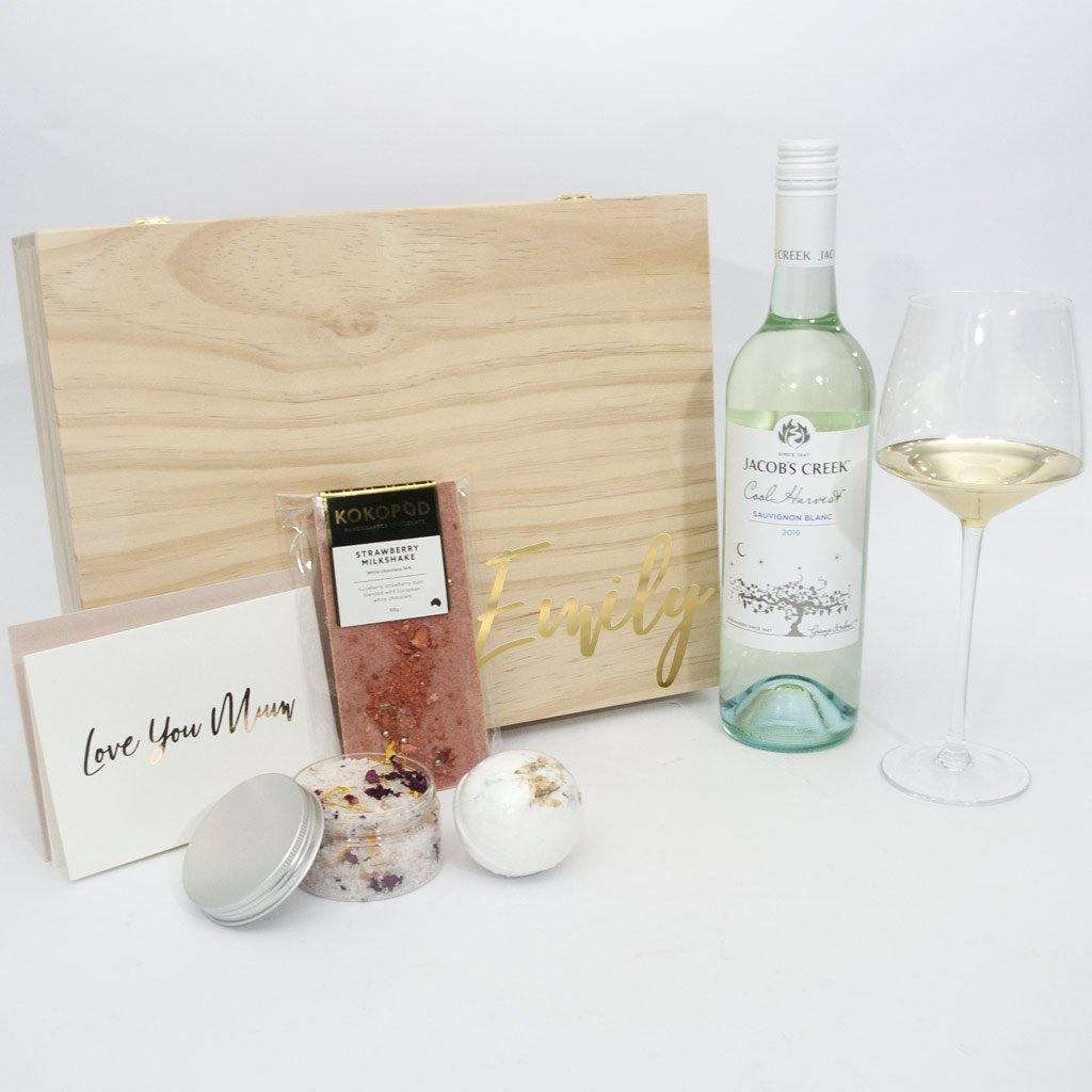 Timber Mothers Day Gift Box with Champaigne Glass